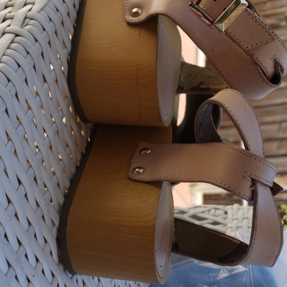 Sam Edelman leather wooden flatform sandals - Picture 3 of 7